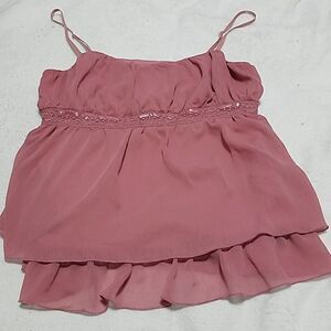 Star City Pink Polyester Tank Top with Beading (M)